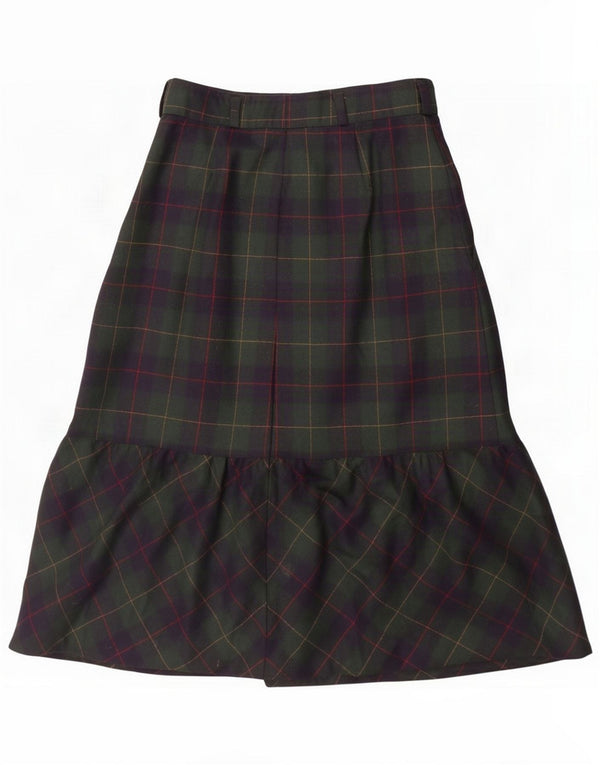 Vintage Womens A-Line Skirt IT 42 Medium W28 Green Plaid Wool