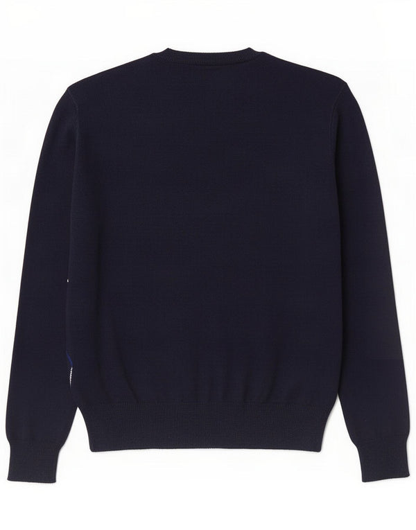 Foot Locker Mens Crew Neck Jumper Sweater Small Navy Blue Argyle/Diamond