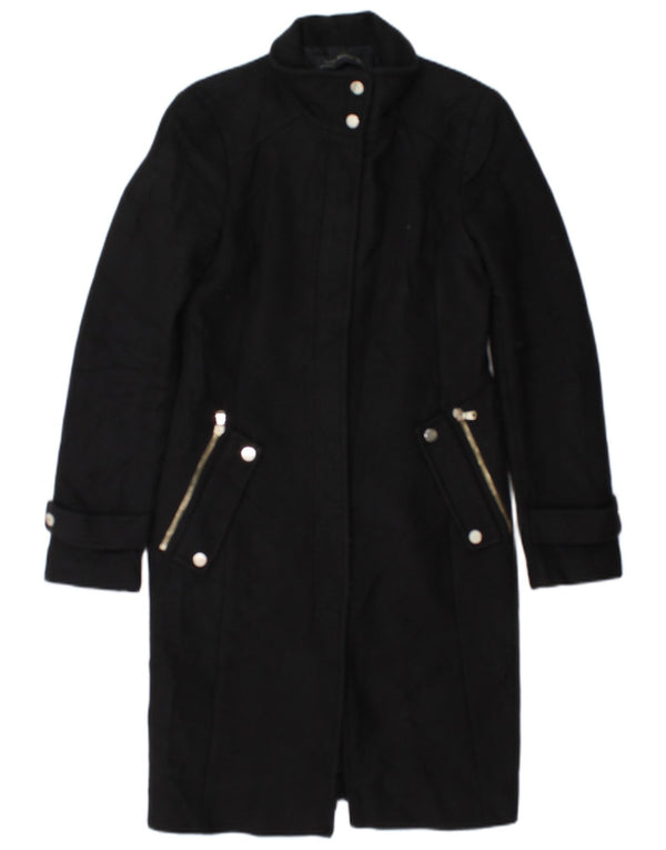 Zara Womens Overcoat UK 10 Small Black Wool