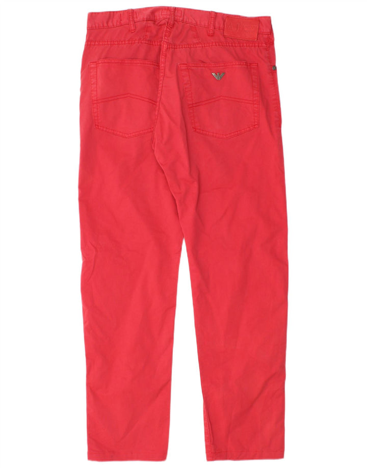 Armani Mens Regular Fit Straight Jeans W33 L29 Red Cotton