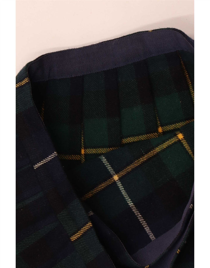 Vintage Womens Pleated Wrap Skirt W28 Medium Green Plaid