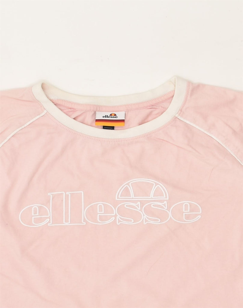 ELLESSE Womens Crop Graphic T-Shirt Top UK 8 Small  Pink Cotton | Vintage Ellesse | Thrift | Second-Hand Ellesse | Used Clothing | Messina Hembry 