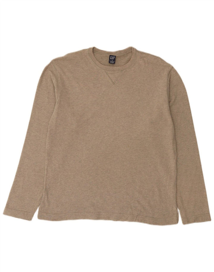 Gap Mens Top Long Sleeve Medium Beige Cotton