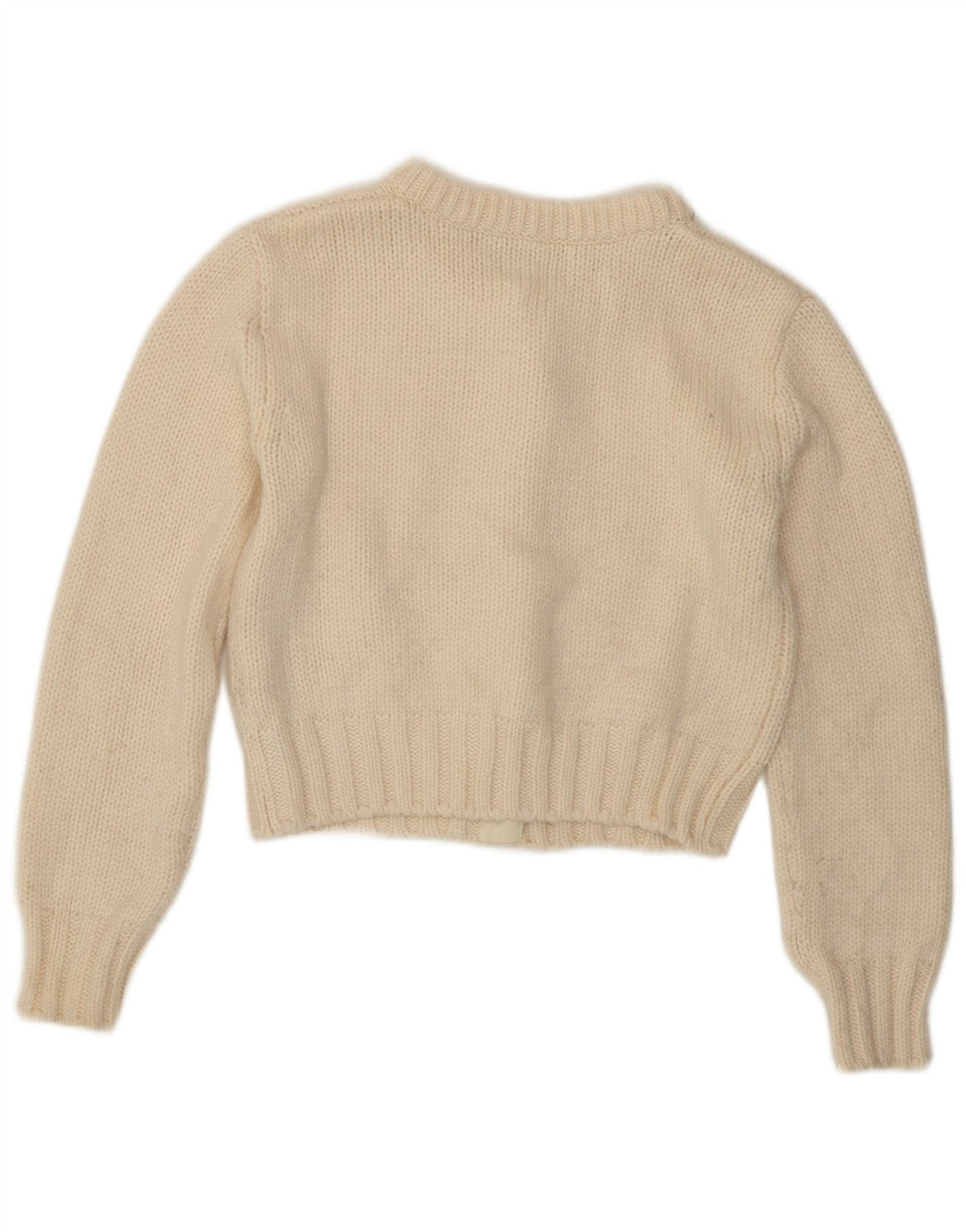 Zara Womens Crop Cardigan Sweater UK 12 Medium Off White Polyamide
