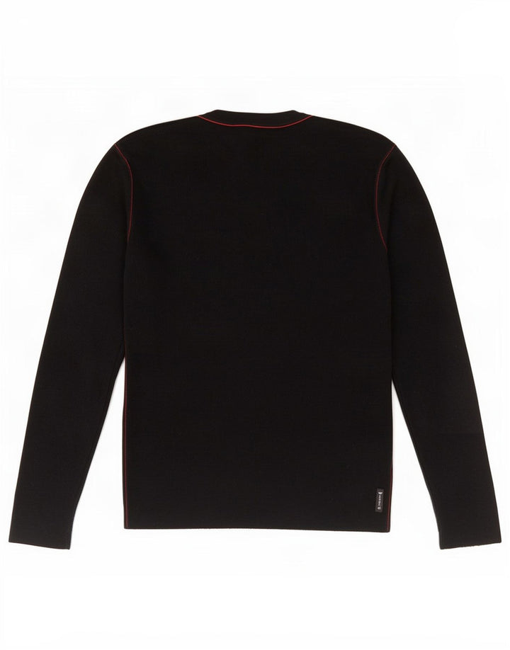 Armani Jeans Mens V-Neck Jumper Sweater Medium Black Wool