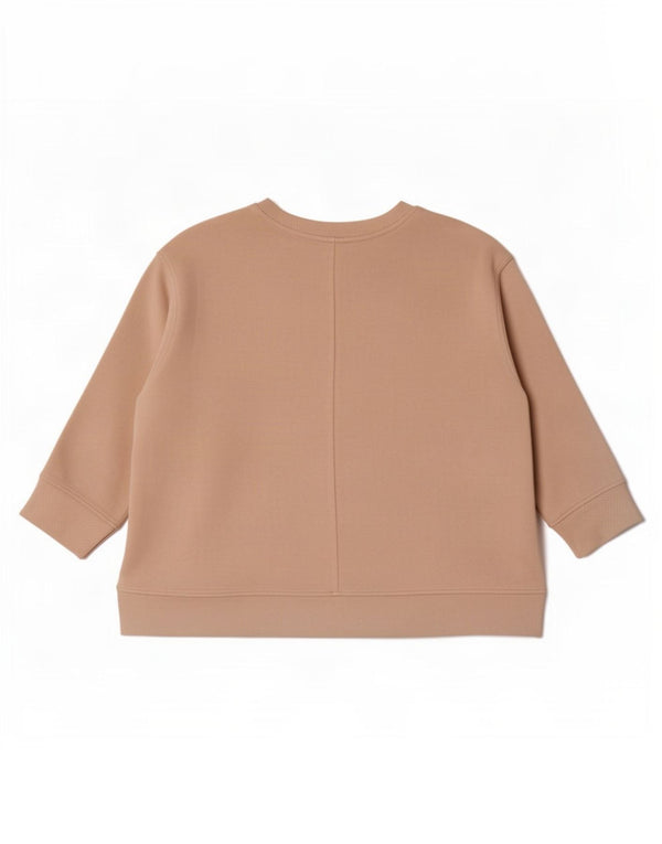 Zara Womens 3/4 Sleeve Sweatshirt Jumper UK 14 Medium Beige
