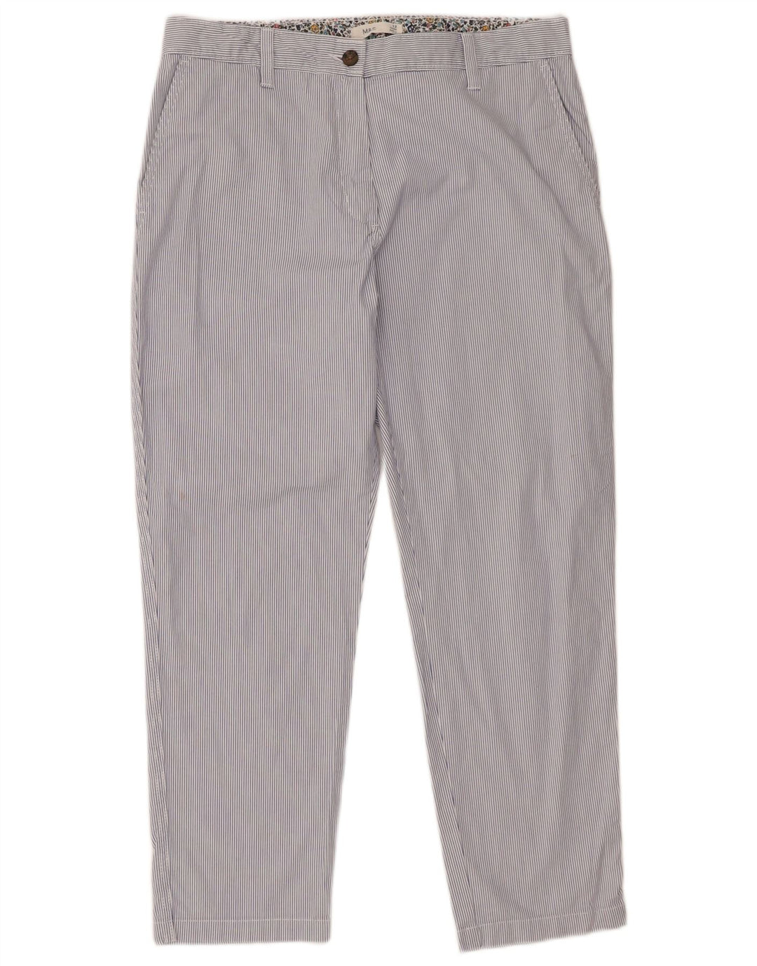 Marks & Spencer Womens Chino Trousers UK 12 Medium W32 L28 Blue Striped