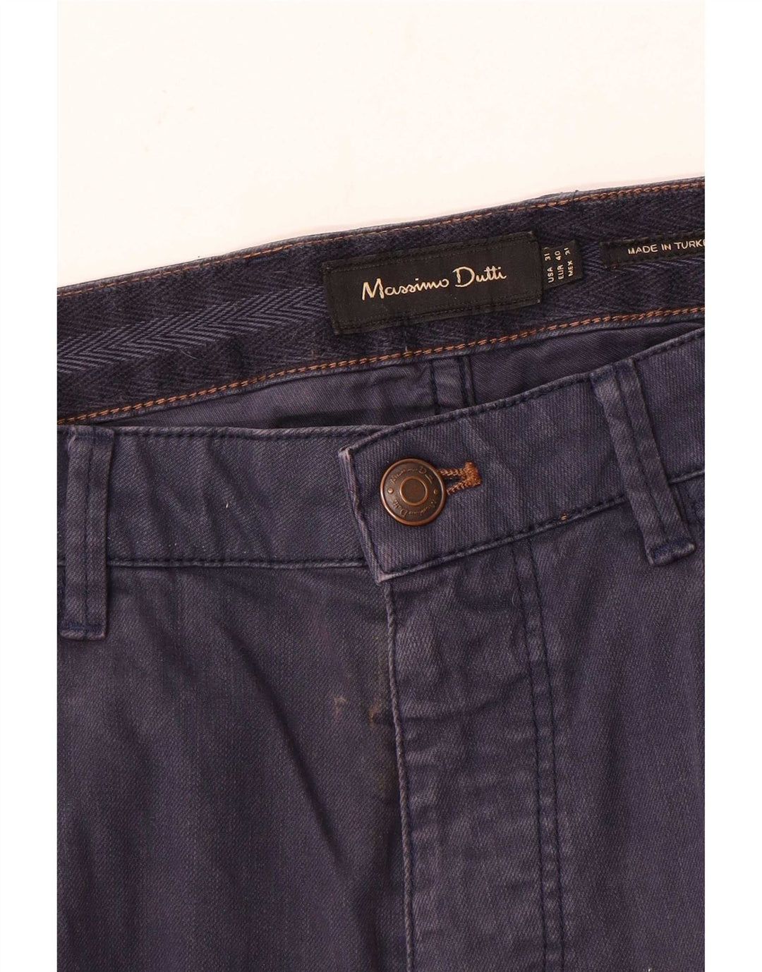 Massimo Dutti Mens Slim Casual Trousers EU 40 Medium W31 L35 Navy Blue