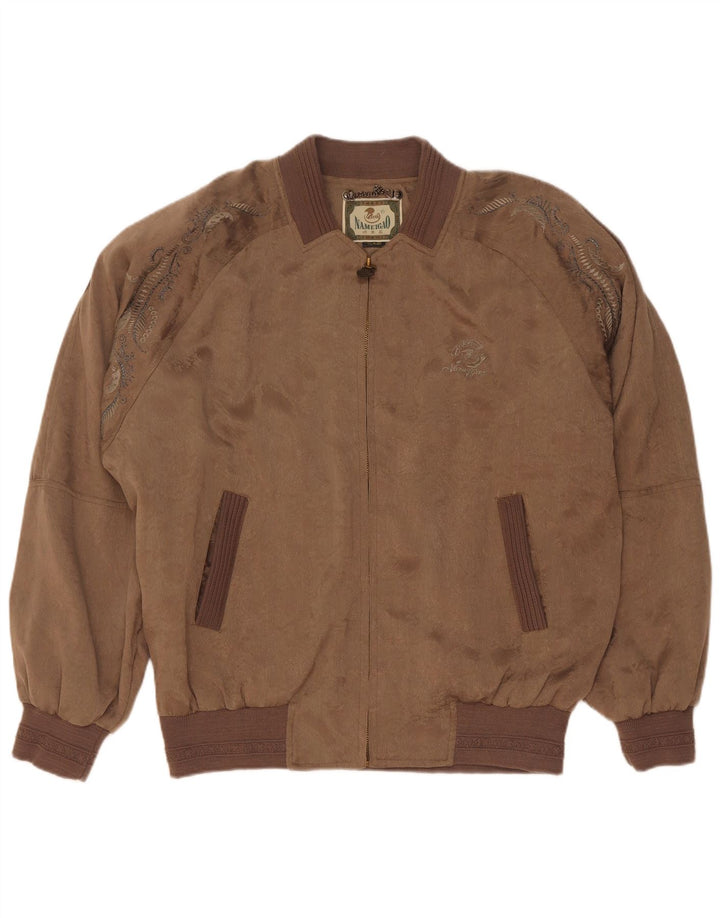 Vintage Mens Bomber Jacket UK 42 XL Brown Paisley