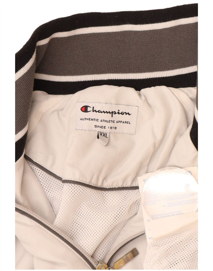 CHAMPION Mens Tracksuit Top Jacket 2XL White Colourblock Polyester