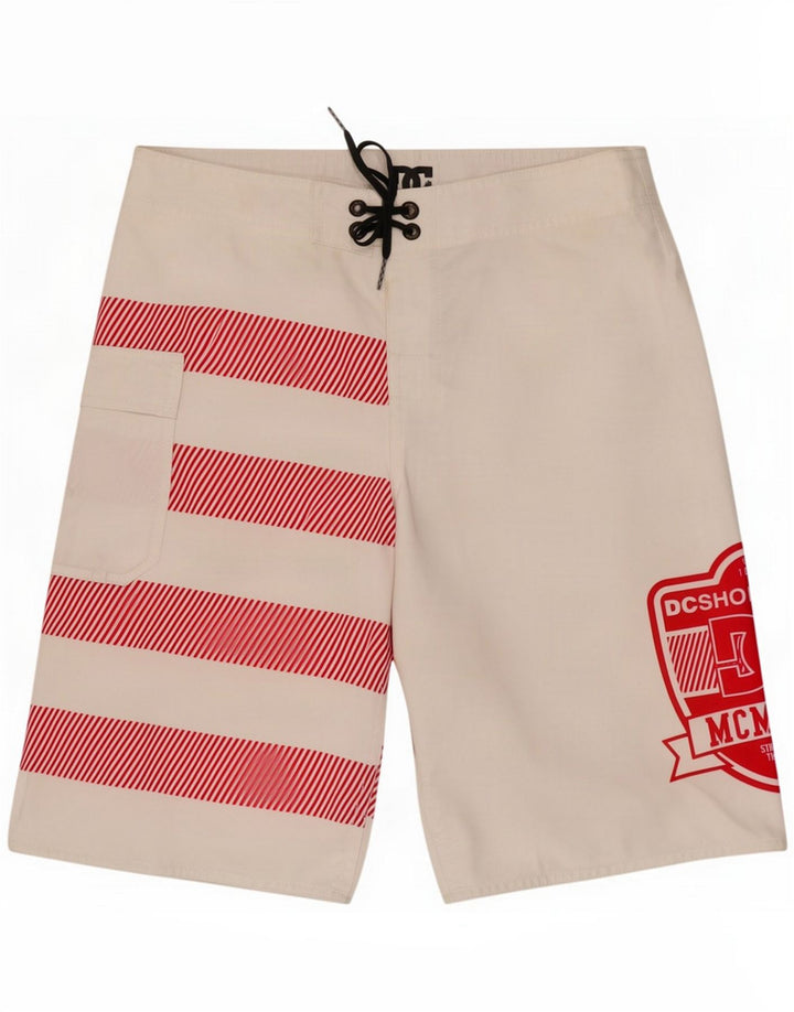 DC Mens Graphic Swimming Shorts Small White Colourblock Polyester