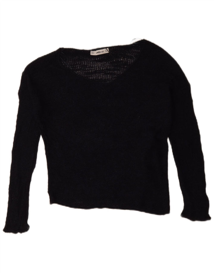 Zara Womens Oversized Boat Neck Jumper Sweater UK 10 Small Navy Blue