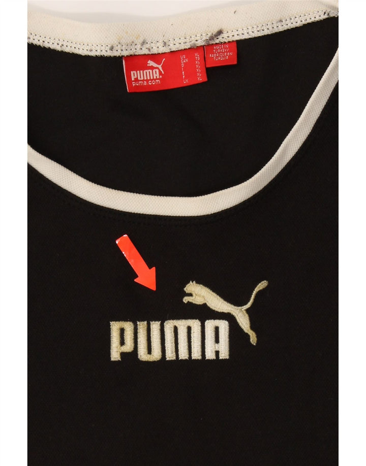PUMA Mens T-Shirt Top XL Black Colourblock Vintage Puma and Second-Hand Puma from Messina Hembry 