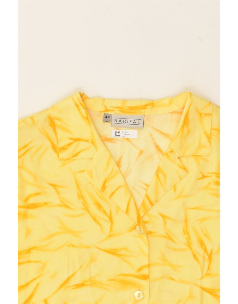 BARISAL Womens Abstract Pattern Short Sleeve Shirt EU 44 XL Yellow | Vintage Barisal | Thrift | Second-Hand Barisal | Used Clothing | Messina Hembry 