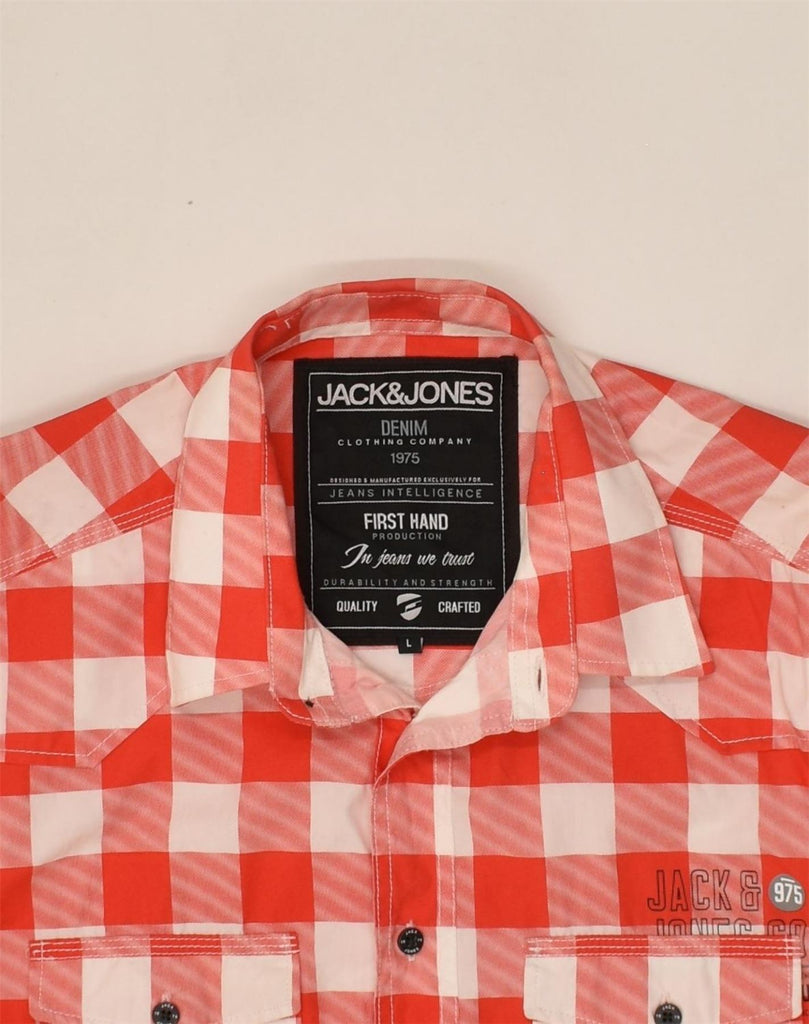 JACK & JONES Mens Shirt Large Red Gingham Cotton | Vintage Jack & Jones | Thrift | Second-Hand Jack & Jones | Used Clothing | Messina Hembry 