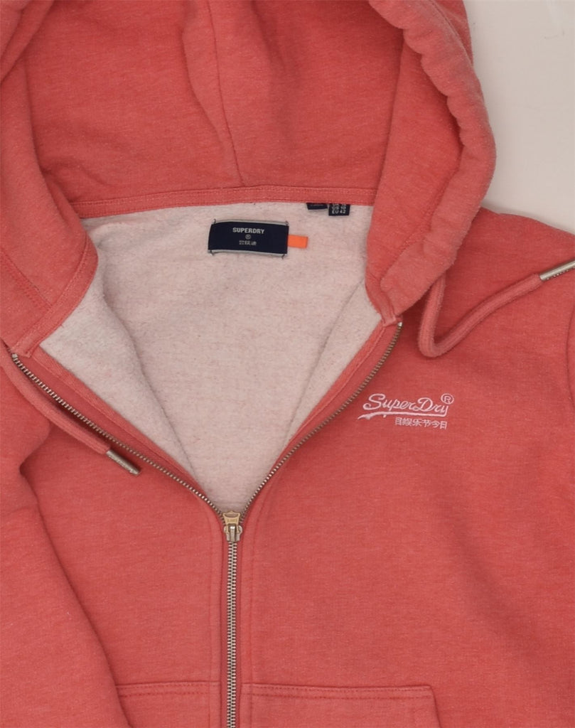 SUPERDRY Womens Zip Hoodie Sweater UK 14 Large Red Cotton | Vintage Superdry | Thrift | Second-Hand Superdry | Used Clothing | Messina Hembry 