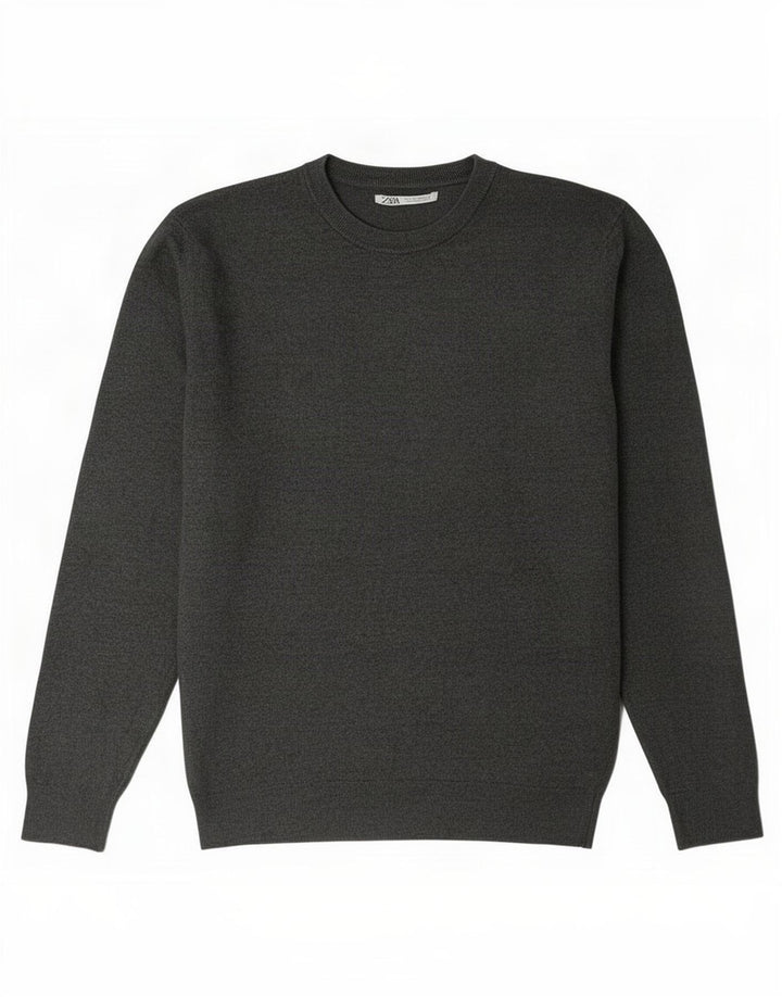 Zara Mens Crew Neck Jumper Sweater Medium Grey