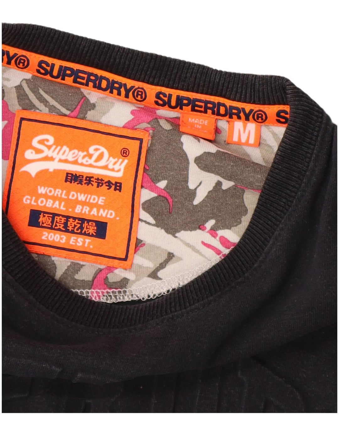 SUPERDRY Mens Graphic T-Shirt Top Medium Navy Blue Cotton