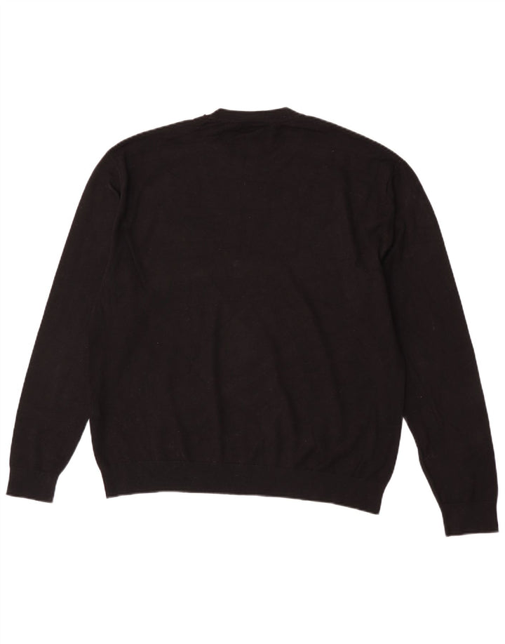 Zara Mens Crew Neck Jumper Sweater Medium Black Viscose