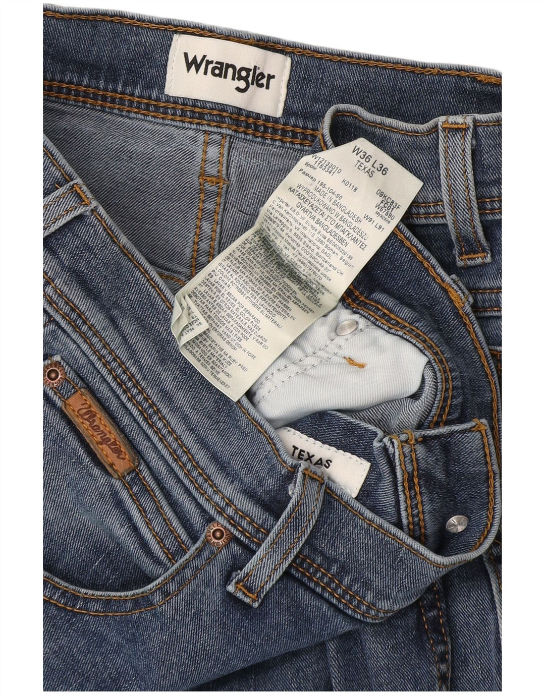 Wrangler Mens Texas Straight Jeans W36 L36 Blue Cotton