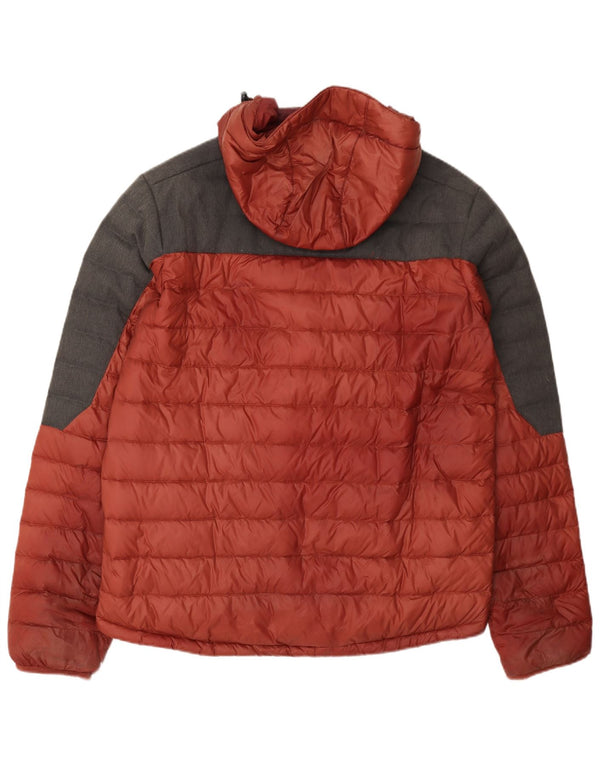 Jack Wolfskin Mens Hooded Padded Jacket UK 40/42 Large Red Colourblock