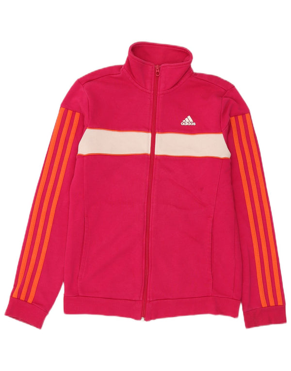 Adidas Womens Tracksuit Top Jacket UK 8/10 Small Pink Colourblock Cotton