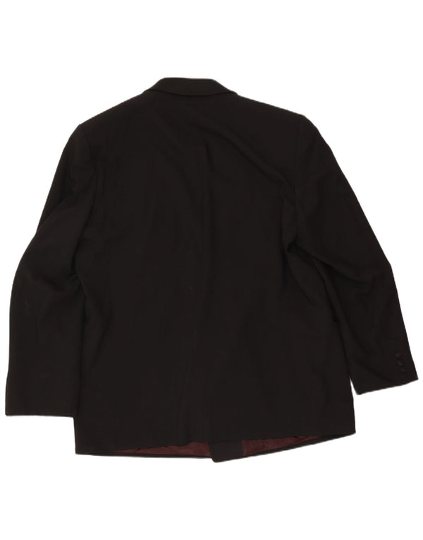 Wilvorst Mens Double Breasted Blazer Jacket UK 40 Large Black Wool