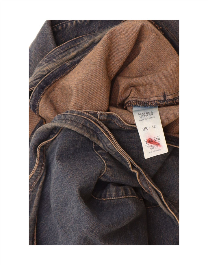 Marks & Spencer Womens 3/4 Sleeve Wrap Denim Jacket UK 12 Medium Navy Blue
