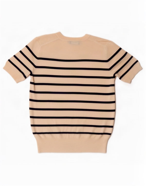 Zara Womens Boat Neck Jumper Sweater UK 18 XL Off White Striped