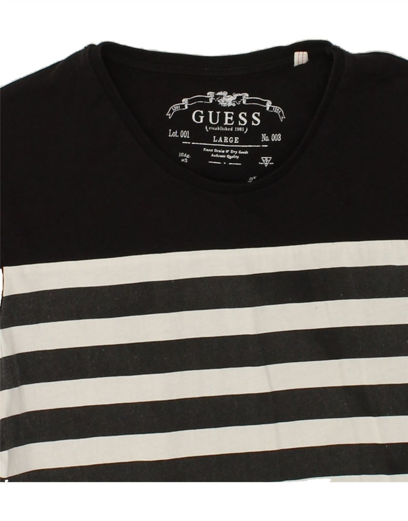 GUESS Mens T-Shirt Top Large Black Colourblock Cotton | Vintage Guess | Thrift | Second-Hand Guess | Used Clothing | Messina Hembry 
