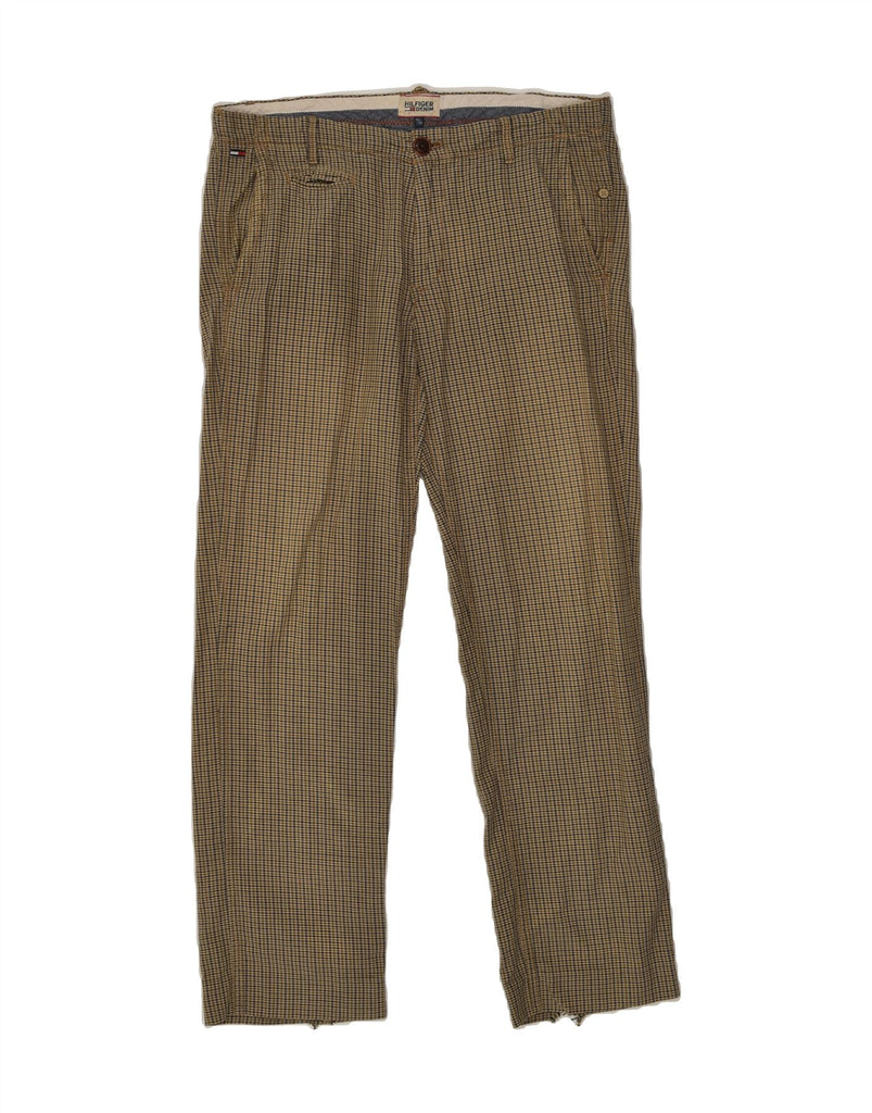 TOMMY HILFIGER Mens Straight Chino Trousers W32 L30 Brown Check Cotton | Vintage Tommy Hilfiger | Thrift | Second-Hand Tommy Hilfiger | Used Clothing | Messina Hembry 