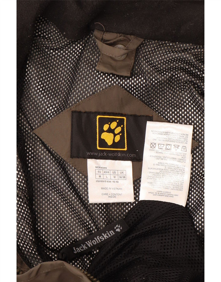 JACK WOLFSKIN Mens Rain Jacket UK 36/38 Medium Brown Colourblock Polyamide