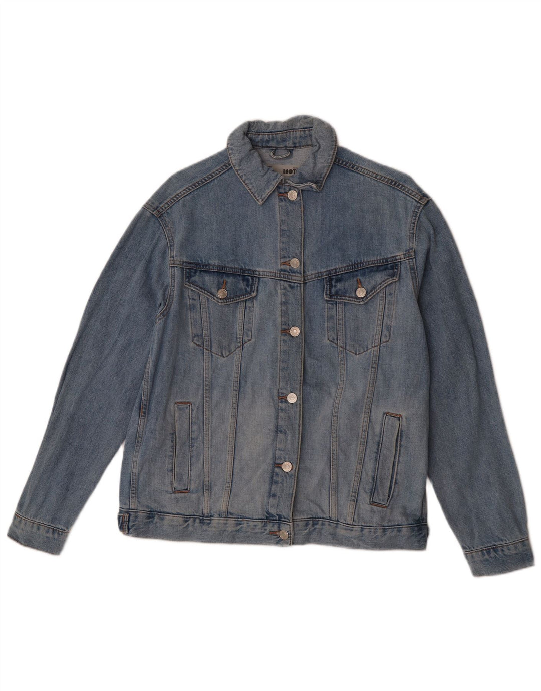 Topshop Womens Oversized Denim Jacket UK 10 Small Blue Cotton