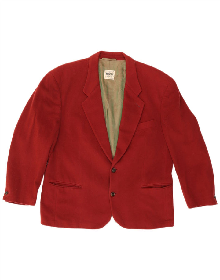 Hugo Boss Mens 2 Button Blazer Jacket EU 54 2XL Red Wool