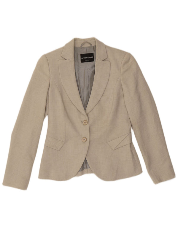 Emporio Armani Womens 2 Button Blazer Jacket IT 40 Small Grey Polyester