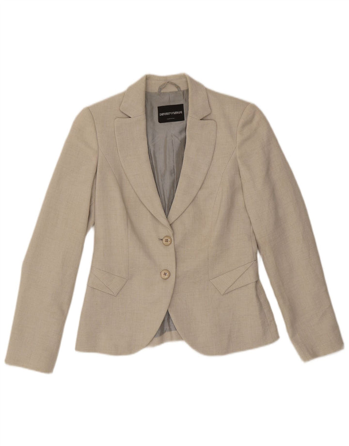 Emporio Armani Womens 2 Button Blazer Jacket IT 40 Small Grey Polyester