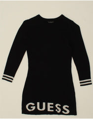 GUESS Girls Graphic Long Sleeve Jumper Dress 7-8 Years Black