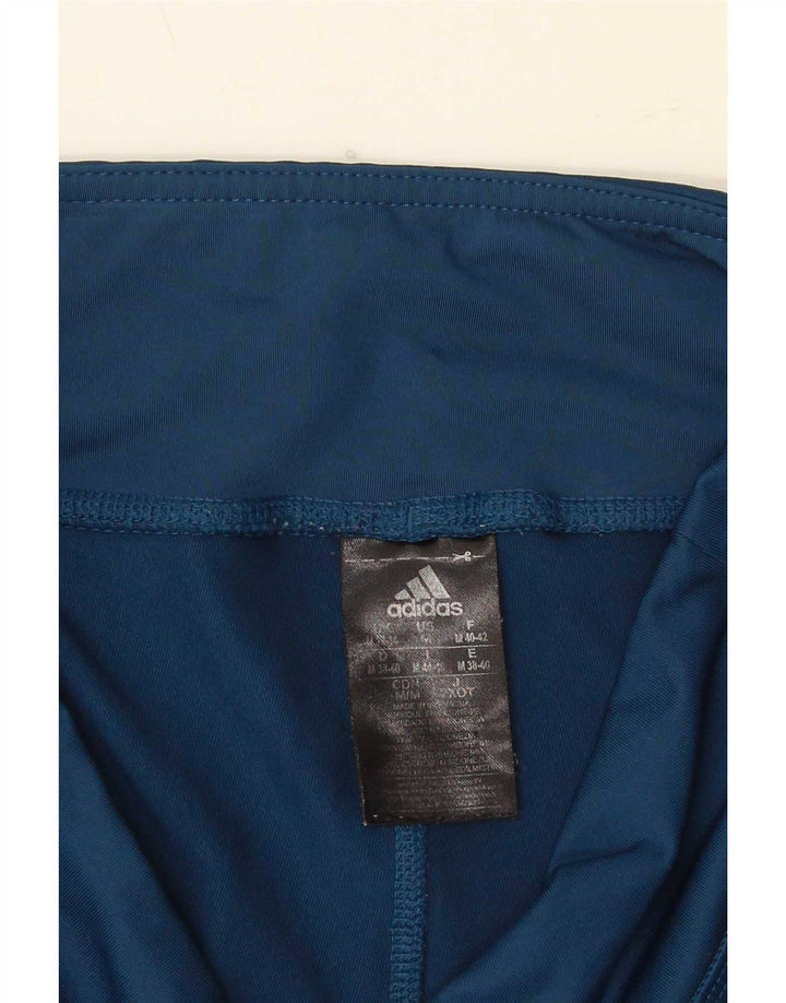 Adidas Womens Capri Leggings UK 12/14 Medium Blue Polyester