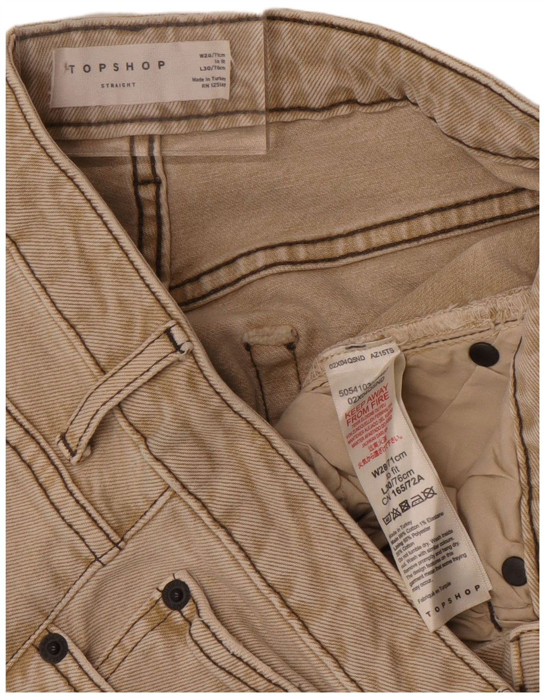 Topshop Womens Cropped Jeans W28 L25 Beige Cotton