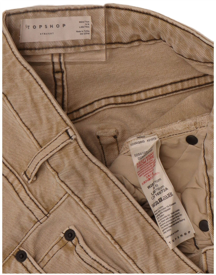 Topshop Womens Cropped Jeans W28 L25 Beige Cotton