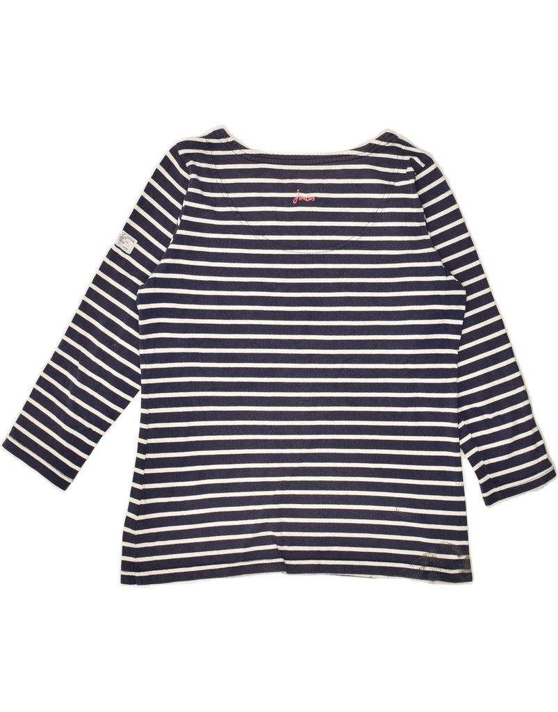 JOULES Womens Top 3/4 Sleeve UK 10 Small Navy Blue Striped Cotton | Vintage Joules | Thrift | Second-Hand Joules | Used Clothing | Messina Hembry 