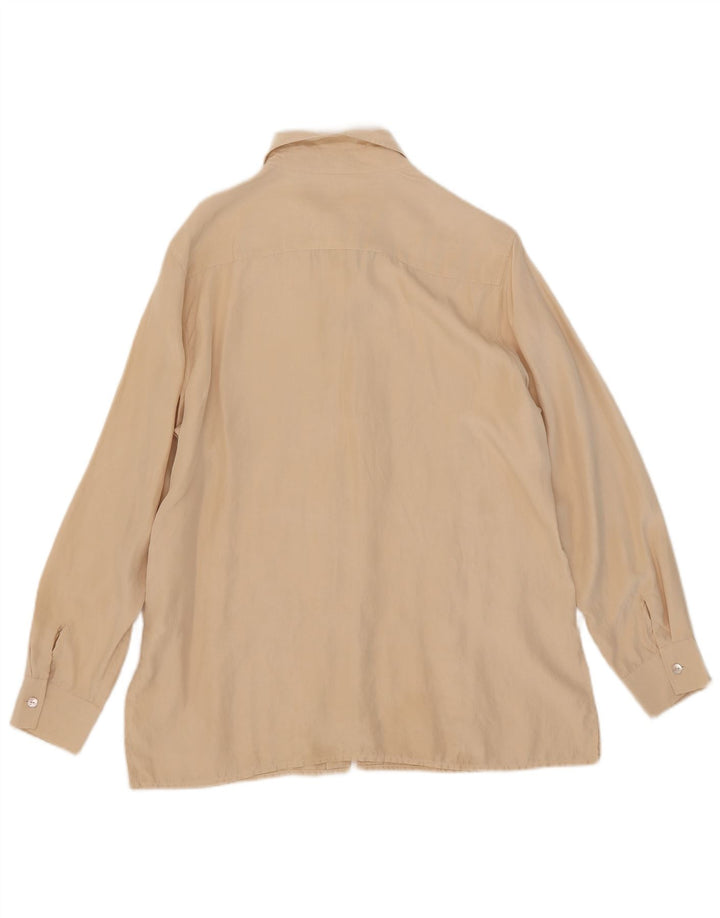Vintage Womens Shirt Blouse IT 48 XL Beige Silk