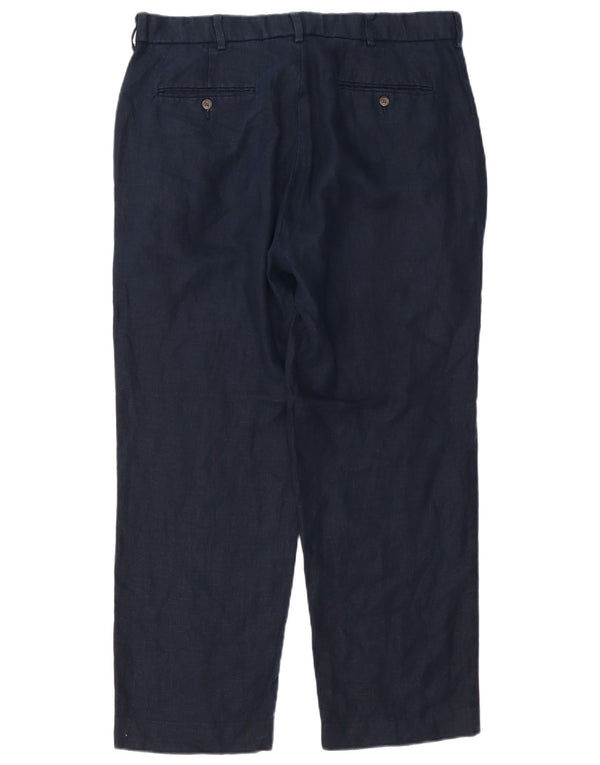 POLO RALPH LAUREN Mens Straight Chino Trousers W34 L29 Navy Blue Linen