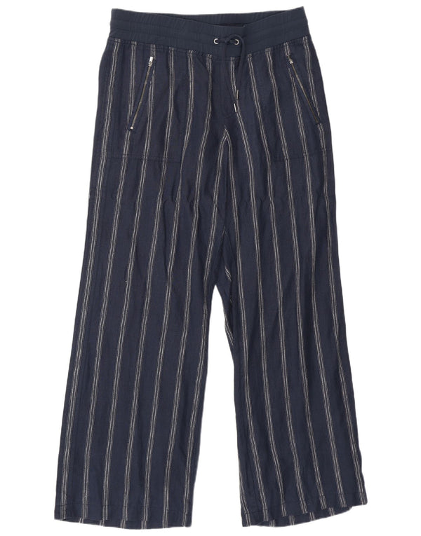 Athleta Womens Tracksuit Trousers US 8 Medium Navy Blue Striped Linen