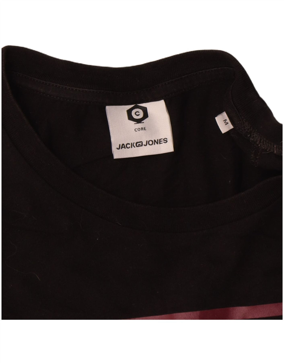 Jack & Jones Mens Graphic T-Shirt Top Medium Black Cotton