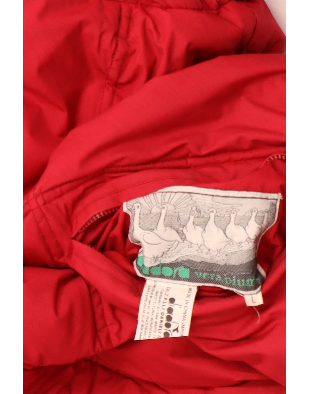 DIADORA Womens Loose Fit Reversible Padded Jacket UK 16 Large Red
