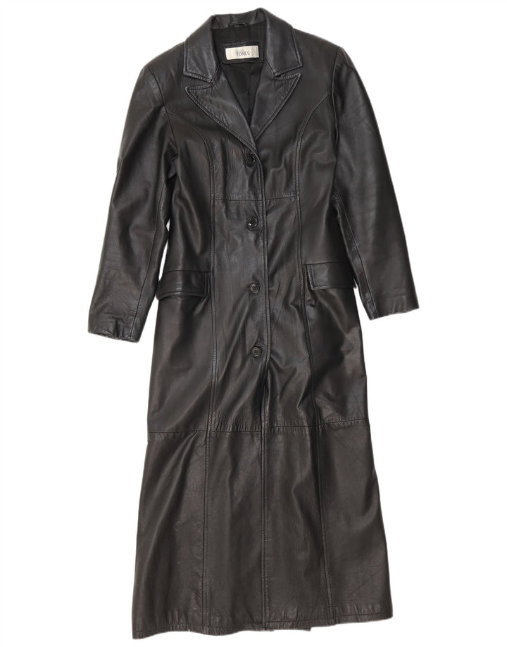 Vintage Womens Leather Coat UK 12 Medium Black