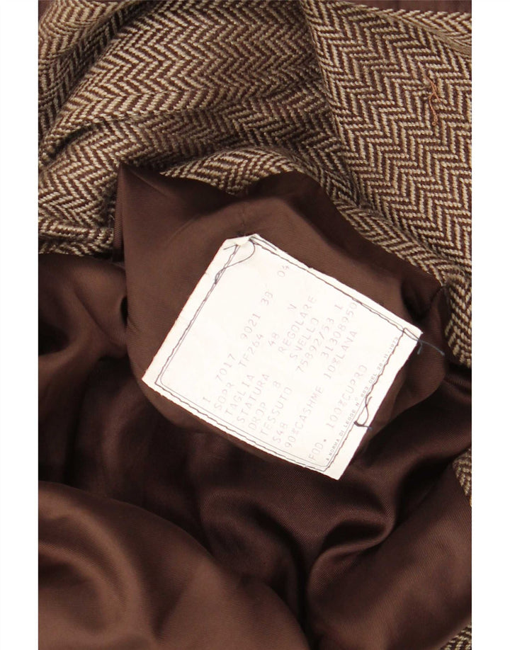 Flying Cross Mens Overcoat IT 48 Medium Brown Herringbone Cashmere
