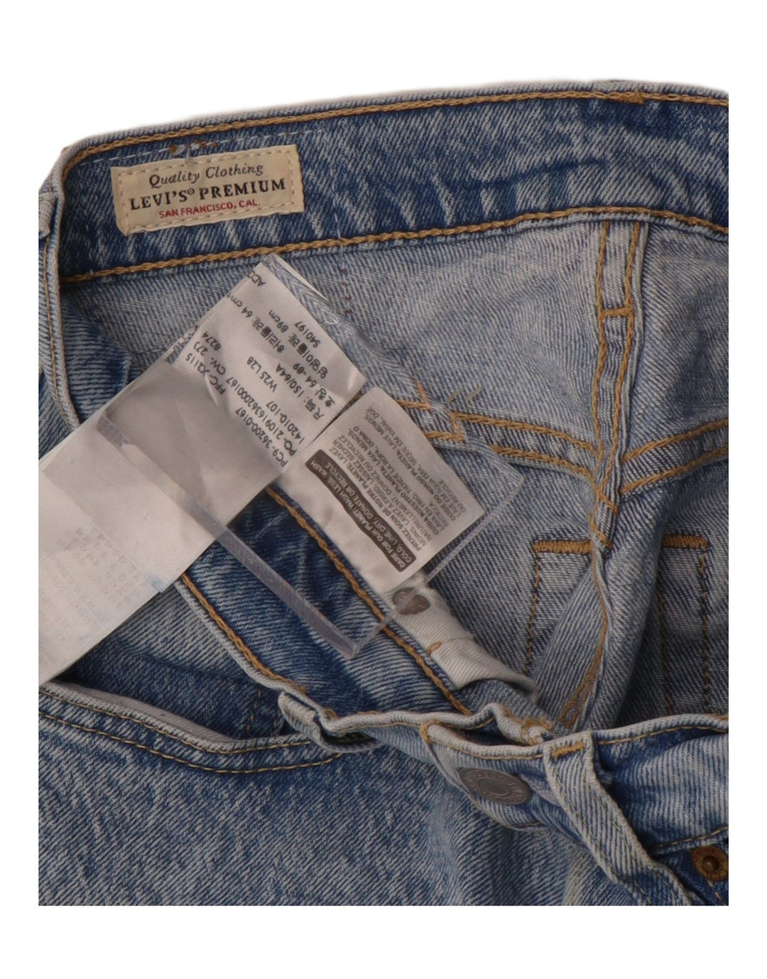 Levi's Mens High Waist Straight Jeans W25 L28 Blue Cotton