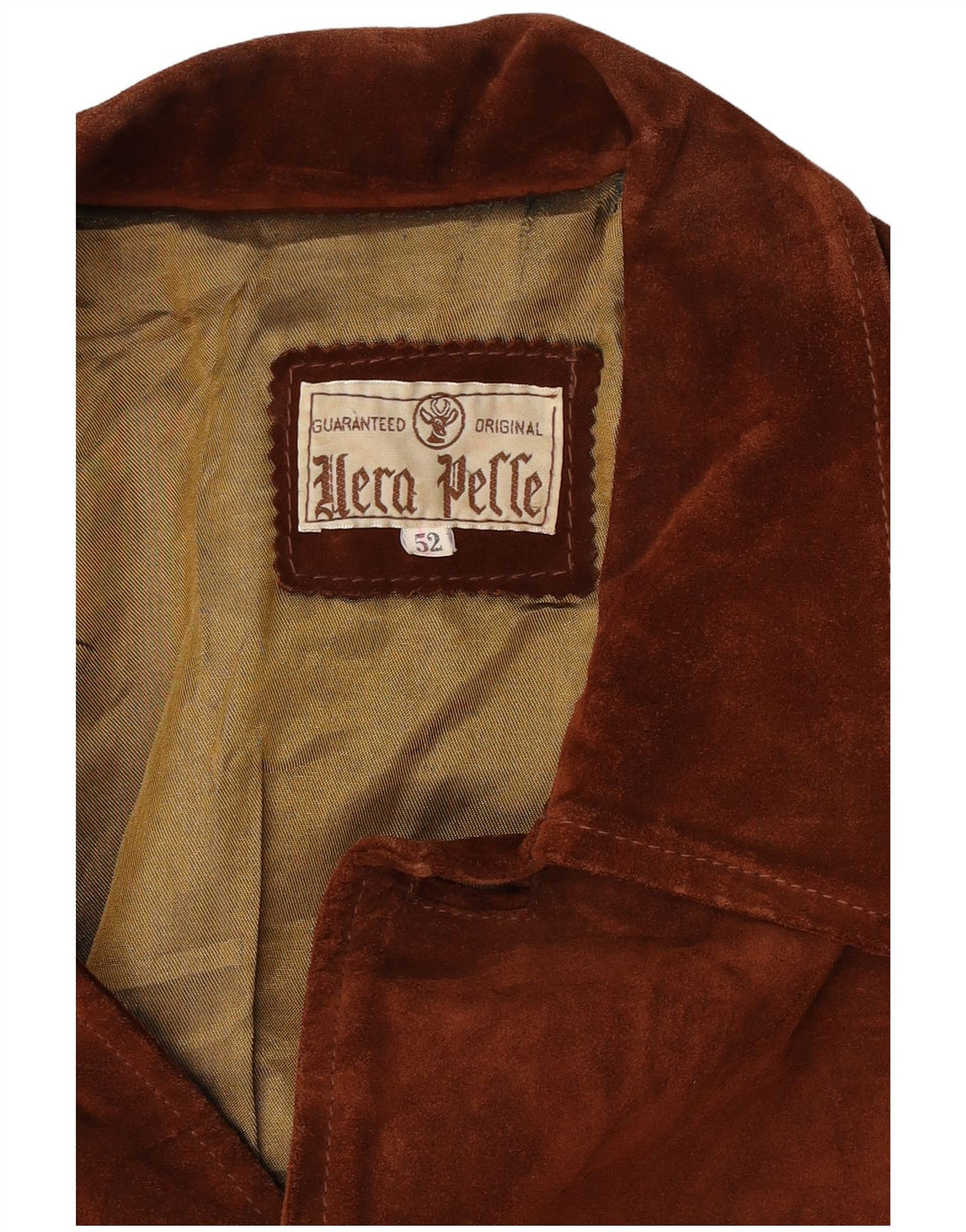 Vintage Mens Suede Jacket IT 52 XL Brown Leather